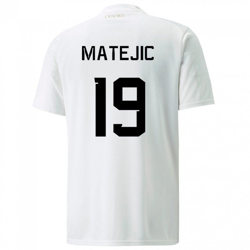 Niño Camiseta Serbia Nina Matejic #19 Blanco 2ª Equipación 22-24 La Camisa