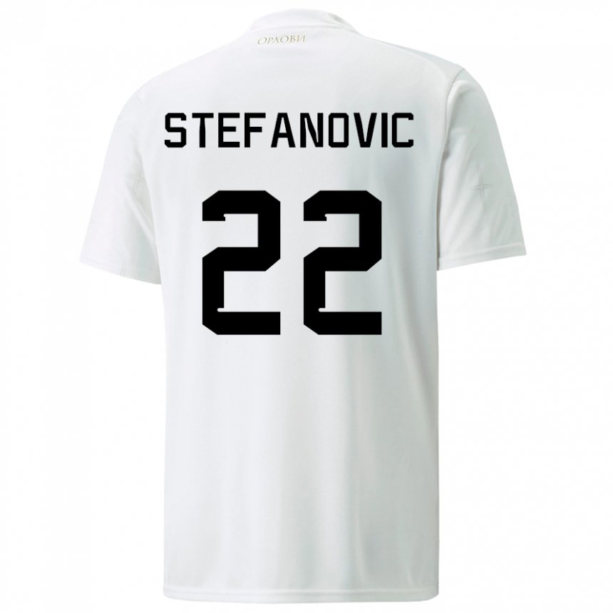 Niño Camiseta Serbia Dejana Stefanovic #22 Blanco 2ª Equipación 22-24 La Camisa