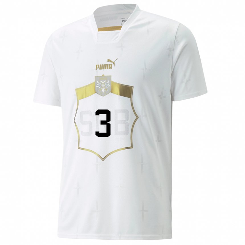 Niño Camiseta Serbia Nemanja Krsmanovic #3 Blanco 2ª Equipación 22-24 La Camisa
