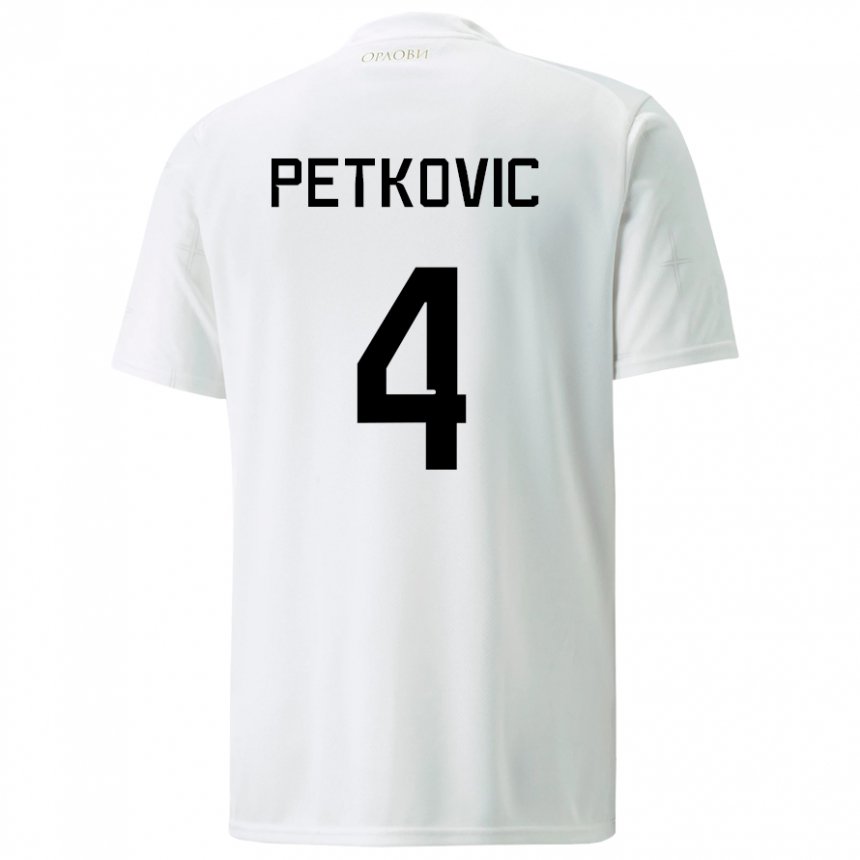 Niño Camiseta Serbia Nikola Petkovic #4 Blanco 2ª Equipación 22-24 La Camisa