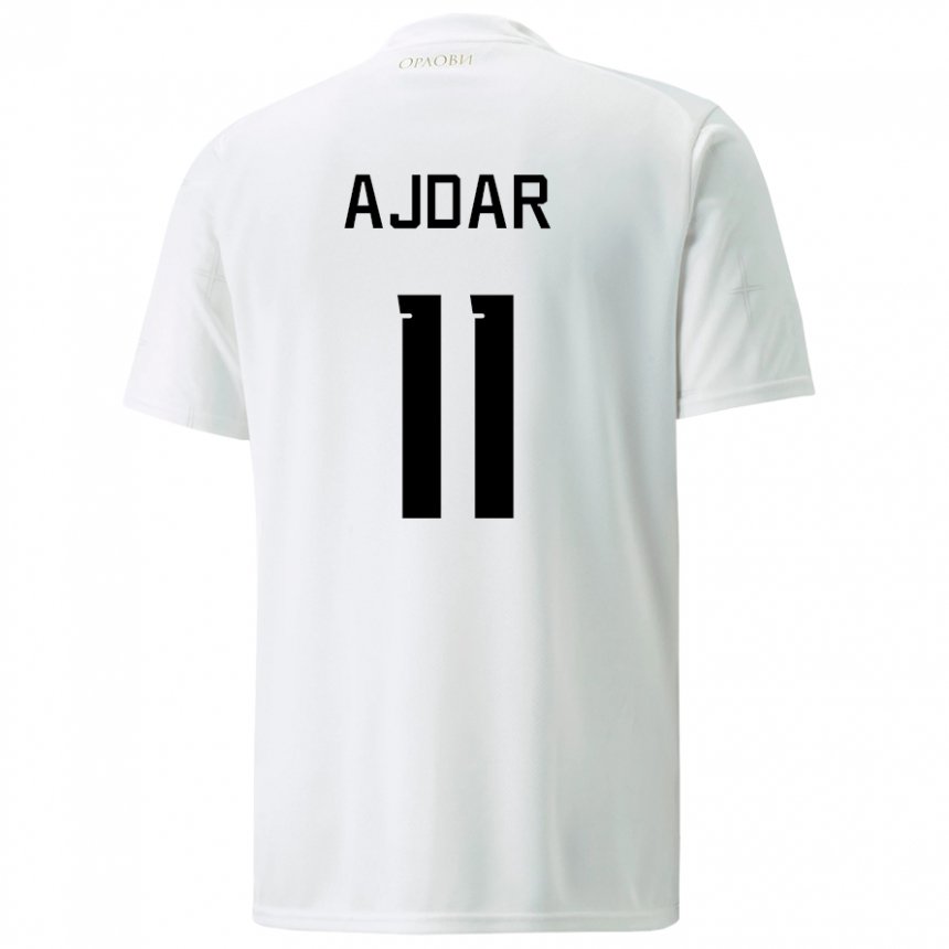 Niño Camiseta Serbia Ognjen Ajdar #11 Blanco 2ª Equipación 22-24 La Camisa