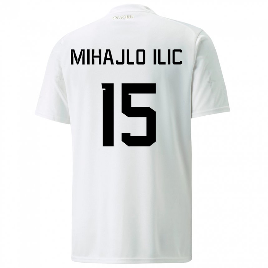 Niño Camiseta Serbia Mihajlo Ilic #15 Blanco 2ª Equipación 22-24 La Camisa