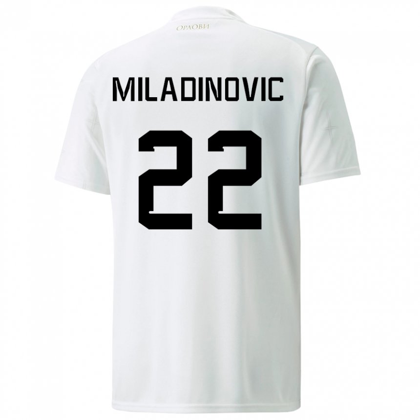 Niño Camiseta Serbia Igor Miladinovic #22 Blanco 2ª Equipación 22-24 La Camisa