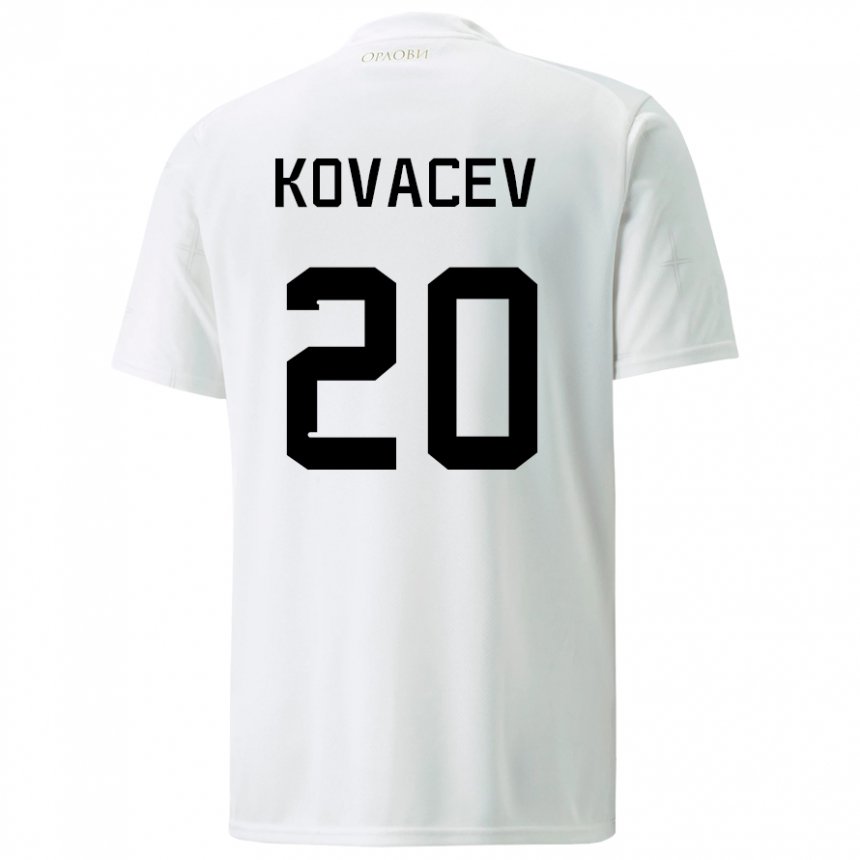 Niño Camiseta Serbia Milan Kovacev #20 Blanco 2ª Equipación 22-24 La Camisa