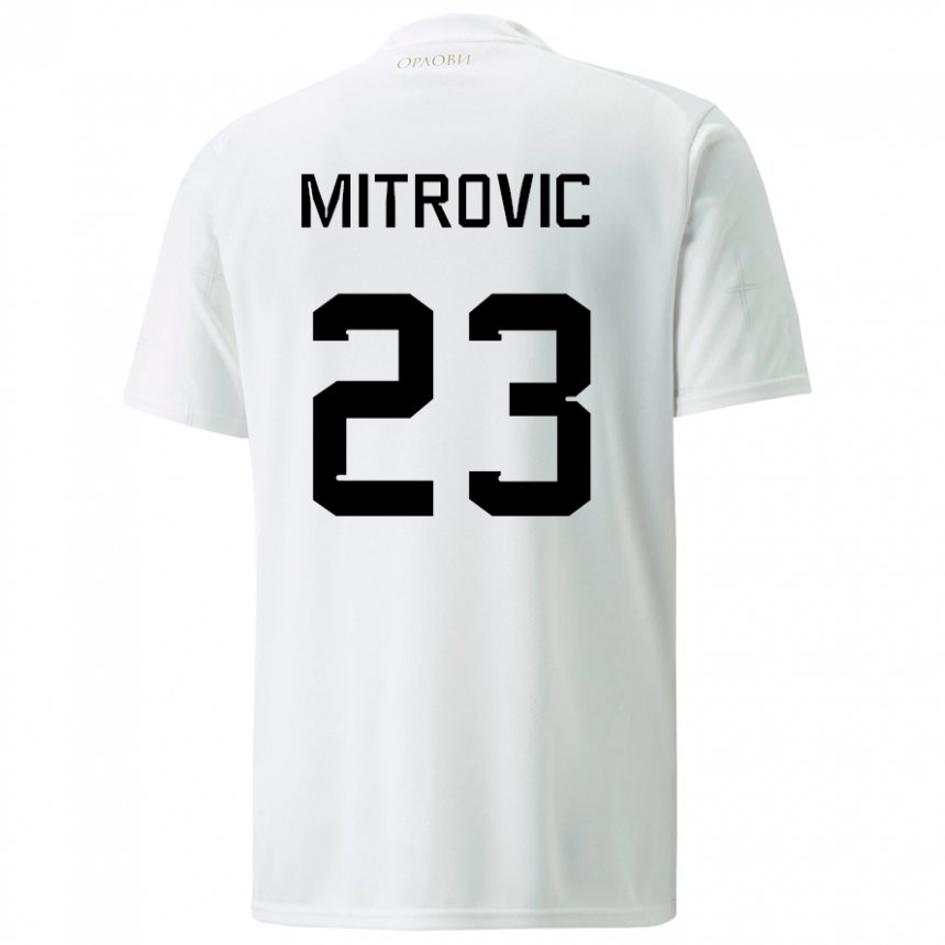 Niño Camiseta Serbia Vuk Mitrovic #23 Blanco 2ª Equipación 22-24 La Camisa