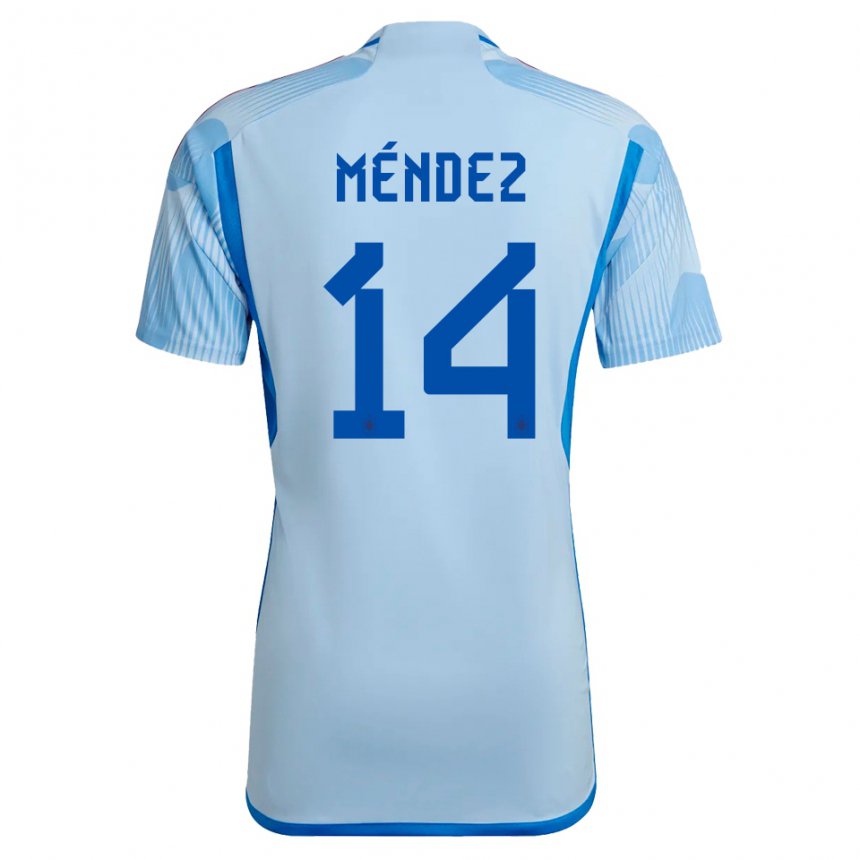 Niño Camiseta España Maria Mendez #14 Cielo Azul 2ª Equipación 22-24 La Camisa