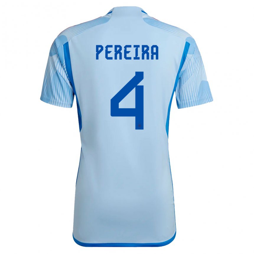 Niño Camiseta España Andrea Pereira #4 Cielo Azul 2ª Equipación 22-24 La Camisa