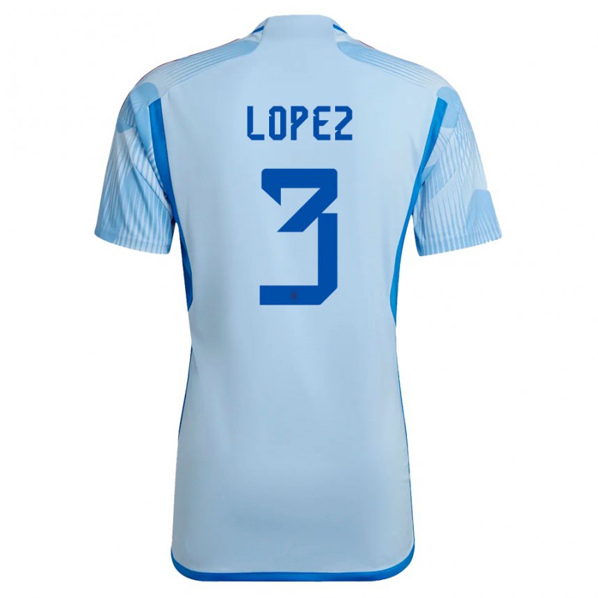 Niño Camiseta España Juan Lopez #3 Cielo Azul 2ª Equipación 22-24 La Camisa