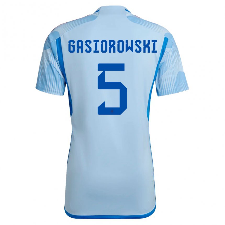 Niño Camiseta España Yarek Gasiorowski #5 Cielo Azul 2ª Equipación 22-24 La Camisa