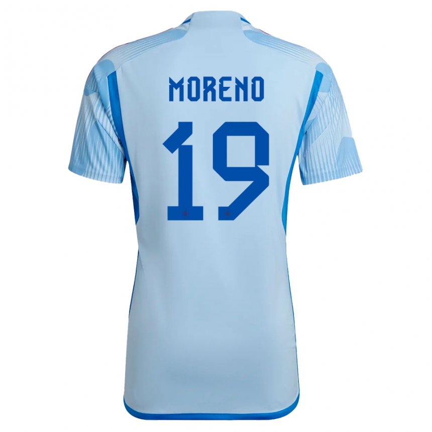 Niño Camiseta España Victor Moreno #19 Cielo Azul 2ª Equipación 22-24 La Camisa