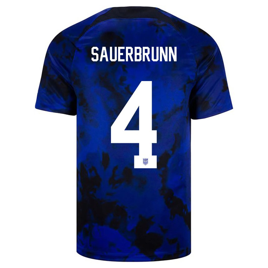 Niño Camiseta Estados Unidos Becky Sauerbrunn #4 Azul Real 2ª Equipación 22-24 La Camisa