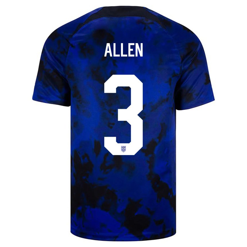 Niño Camiseta Estados Unidos Noah Allen #3 Azul Real 2ª Equipación 22-24 La Camisa