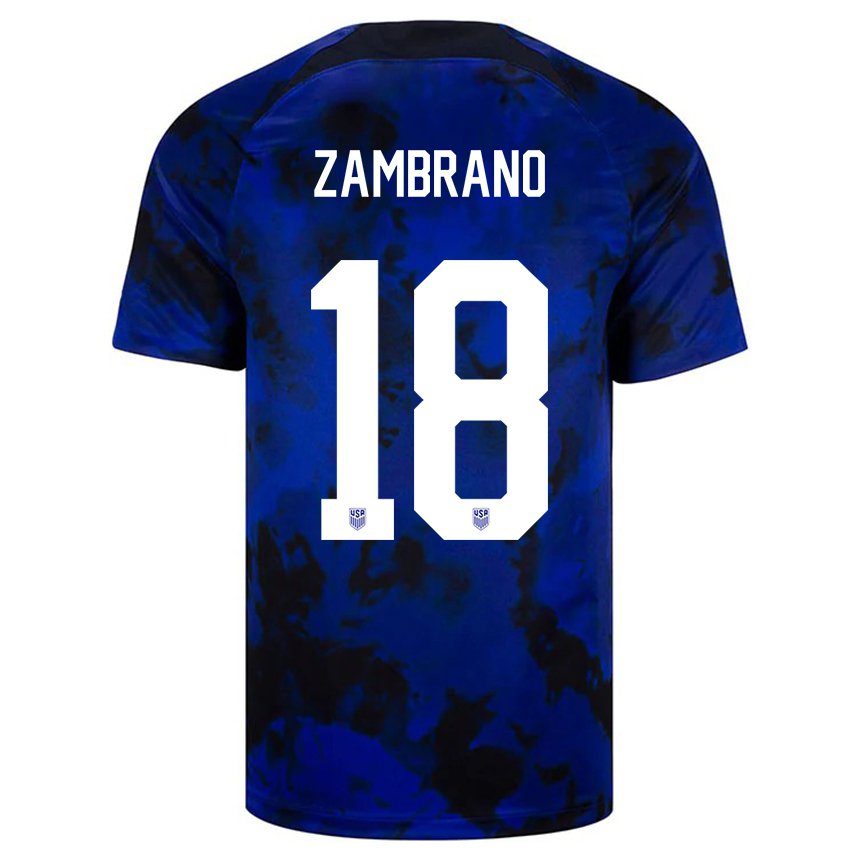 Niño Camiseta Estados Unidos Marcos Zambrano #18 Azul Real 2ª Equipación 22-24 La Camisa