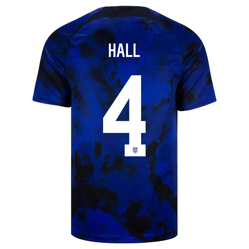 Niño Camiseta Estados Unidos Tyler Hall #4 Azul Real 2ª Equipación 22-24 La Camisa