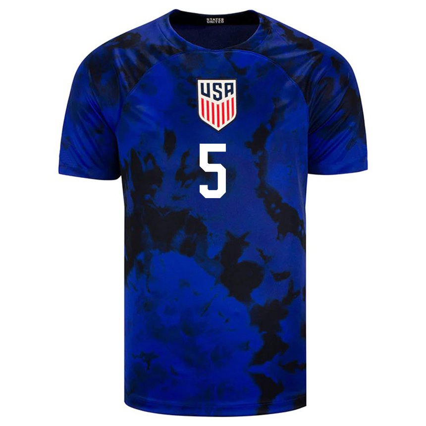 Niño Camiseta Estados Unidos Stuart Hawkins #5 Azul Real 2ª Equipación 22-24 La Camisa