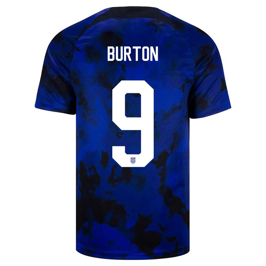 Niño Camiseta Estados Unidos Micah Burton #9 Azul Real 2ª Equipación 22-24 La Camisa