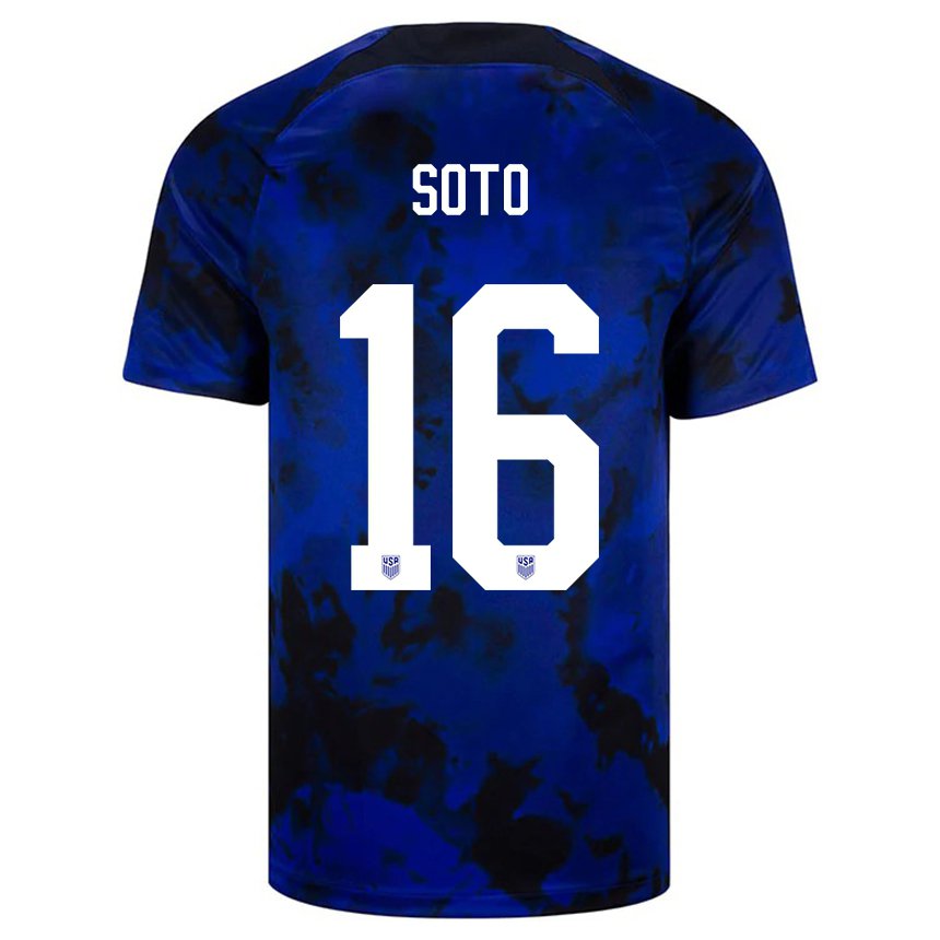 Niño Camiseta Estados Unidos Ezekiel Soto #16 Azul Real 2ª Equipación 22-24 La Camisa