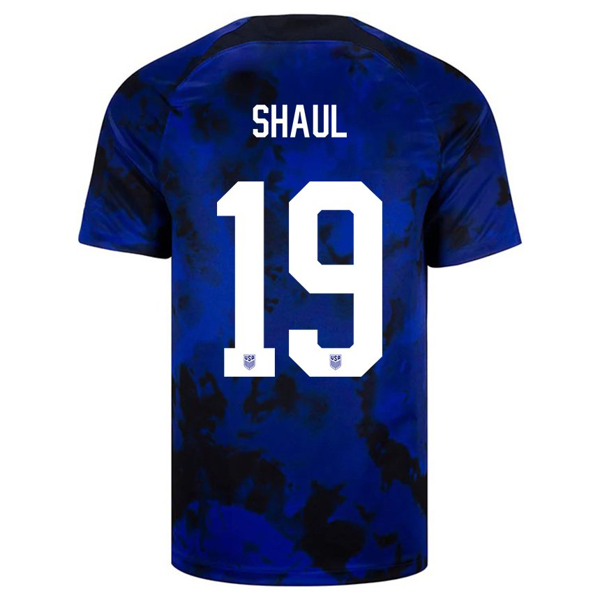 Niño Camiseta Estados Unidos Ian Shaul #19 Azul Real 2ª Equipación 22-24 La Camisa