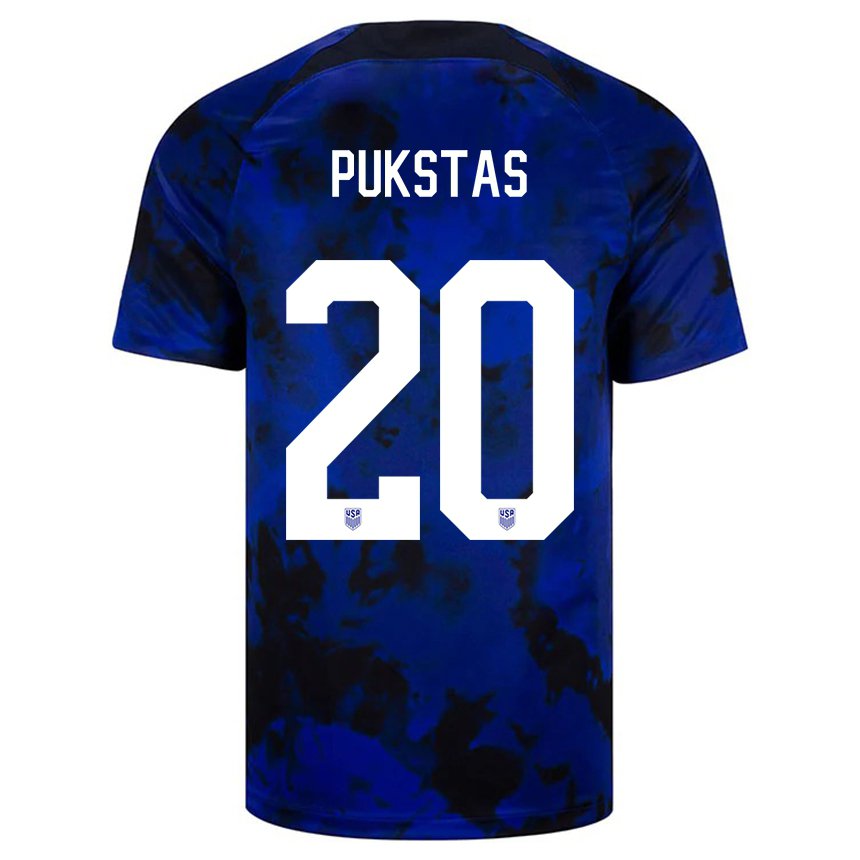 Niño Camiseta Estados Unidos Rokas Pukstas #20 Azul Real 2ª Equipación 22-24 La Camisa