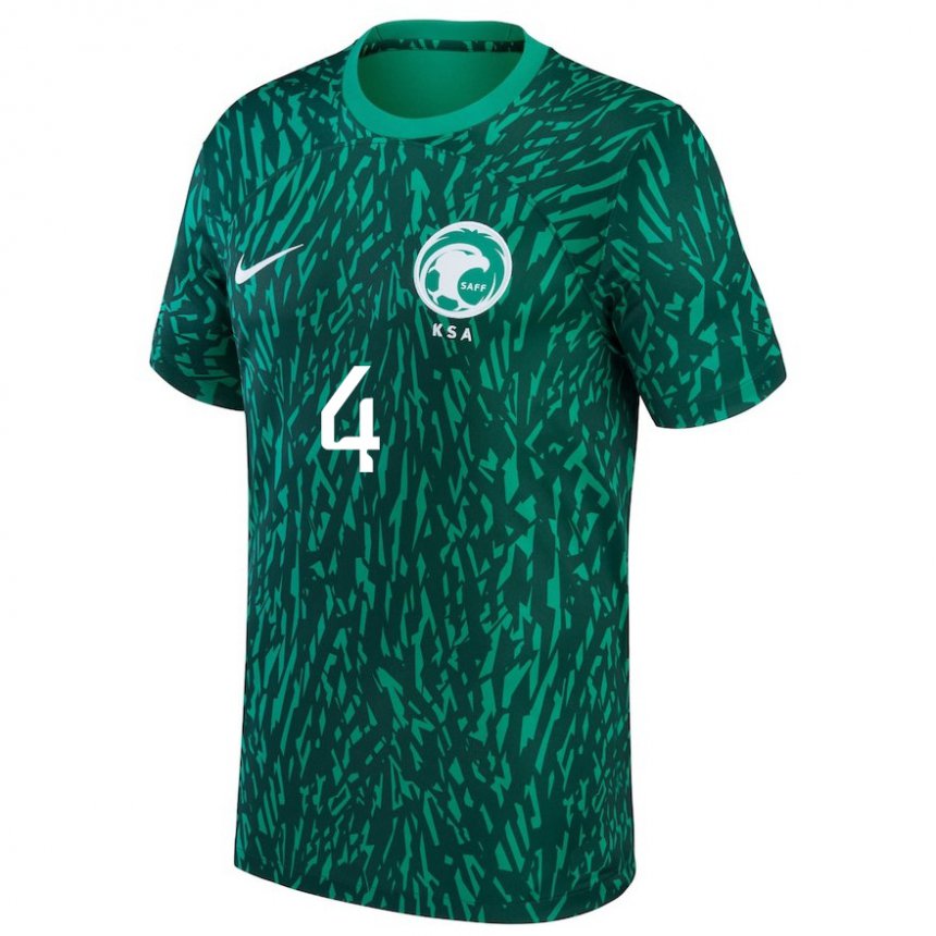Niño Camiseta Arabia Saudita Ahmed Aljulaydan #4 Verde Oscuro 2ª Equipación 22-24 La Camisa