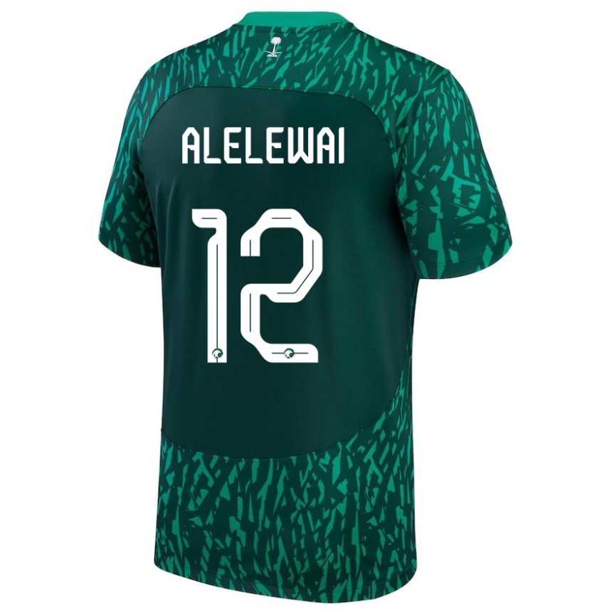 Niño Camiseta Arabia Saudita Abdulaziz Alelewai #12 Verde Oscuro 2ª Equipación 22-24 La Camisa
