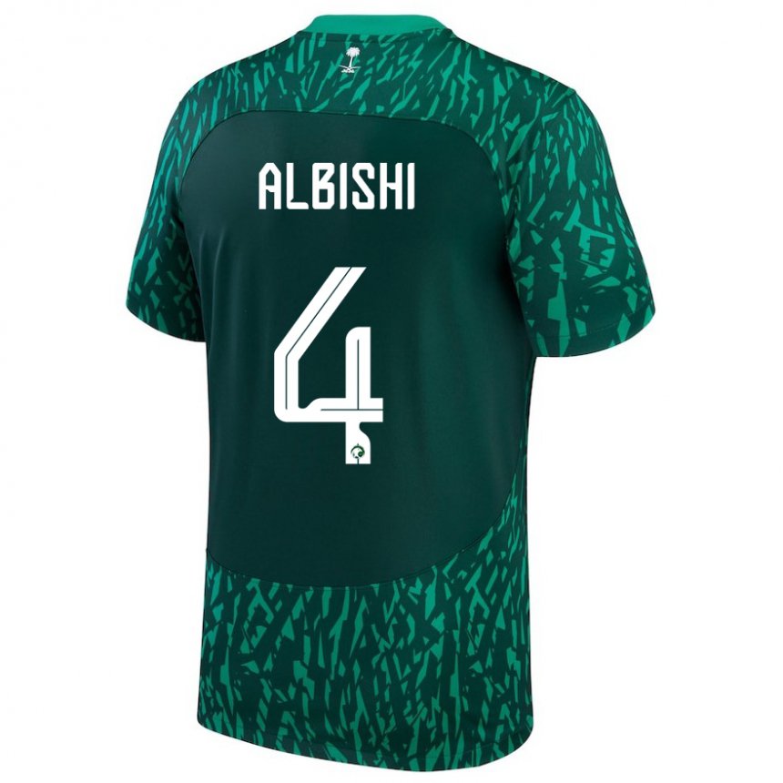 Niño Camiseta Arabia Saudita Abdullah Albishi #4 Verde Oscuro 2ª Equipación 22-24 La Camisa