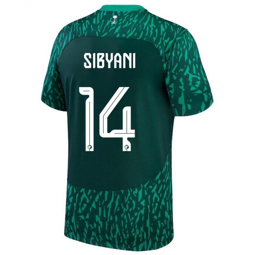 Niño Camiseta Arabia Saudita Meshal Sibyani #14 Verde Oscuro 2ª Equipación 22-24 La Camisa