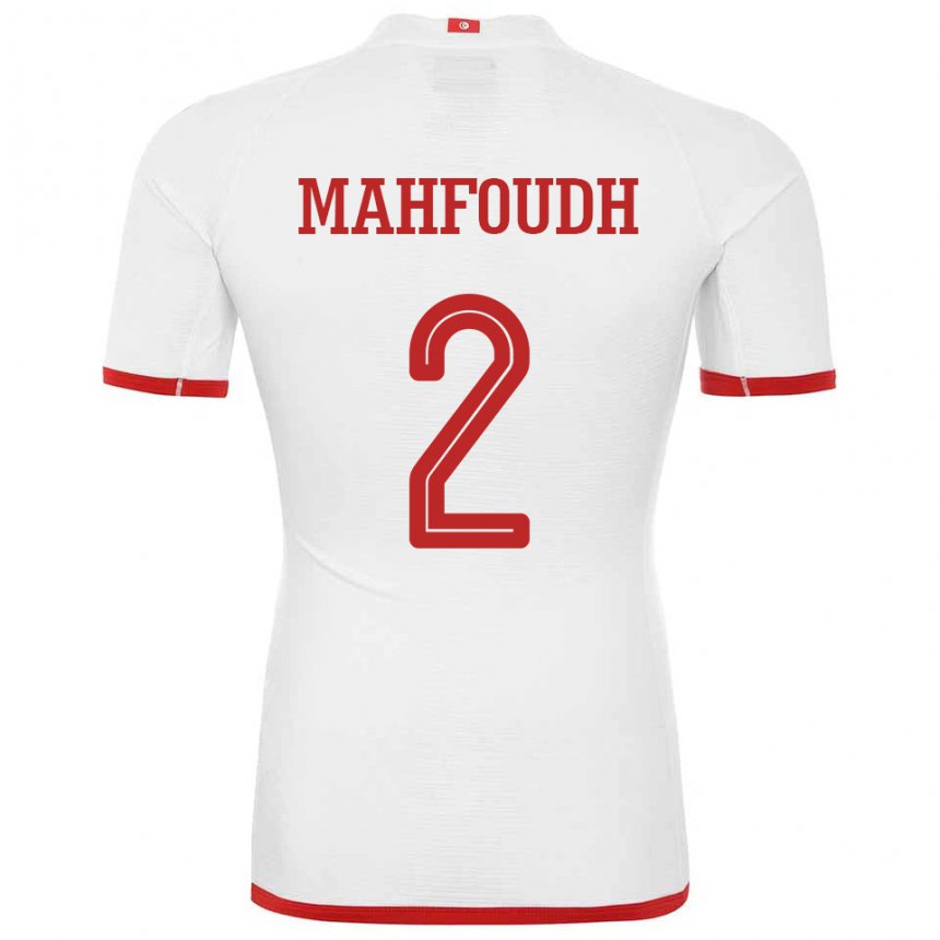 Niño Camiseta Túnez Dhikra Mahfoudh #2 Blanco 2ª Equipación 22-24 La Camisa