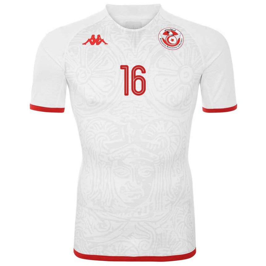 Niño Camiseta Túnez Soulaima Jabrani #16 Blanco 2ª Equipación 22-24 La Camisa