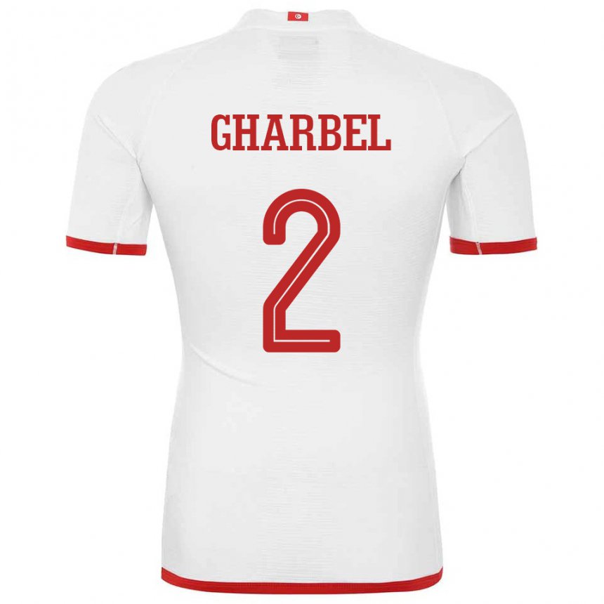 Niño Camiseta Túnez Mahmoud Gharbel #2 Blanco 2ª Equipación 22-24 La Camisa