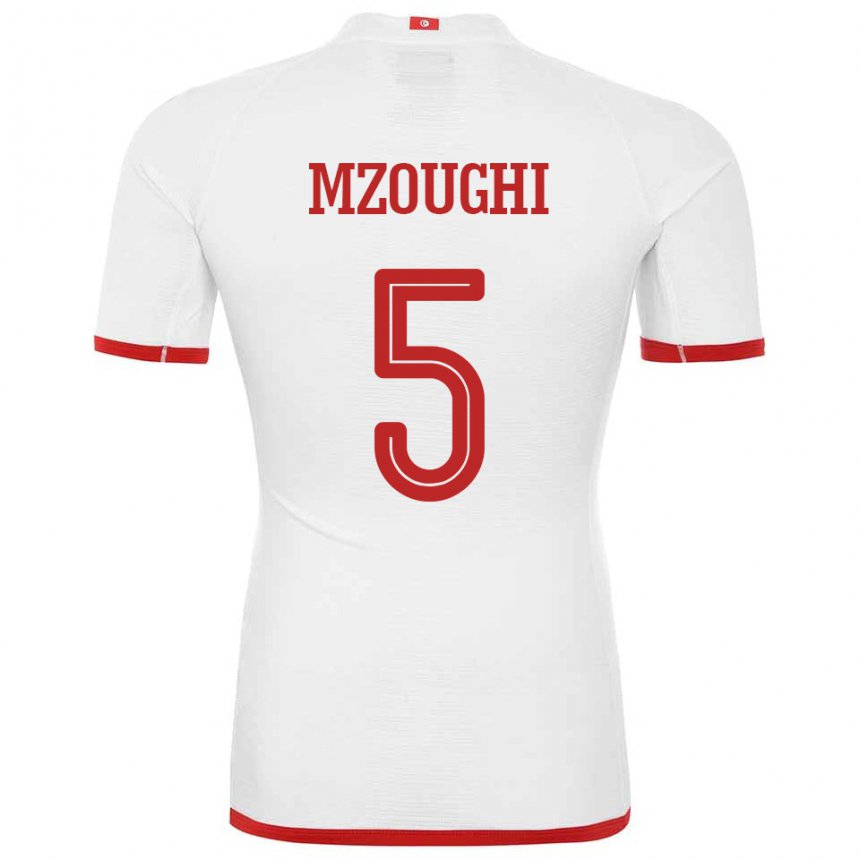 Niño Camiseta Túnez Iskander Mzoughi #5 Blanco 2ª Equipación 22-24 La Camisa