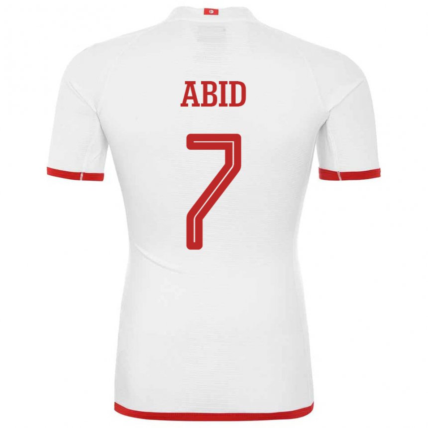 Niño Camiseta Túnez Aziz Abid #7 Blanco 2ª Equipación 22-24 La Camisa