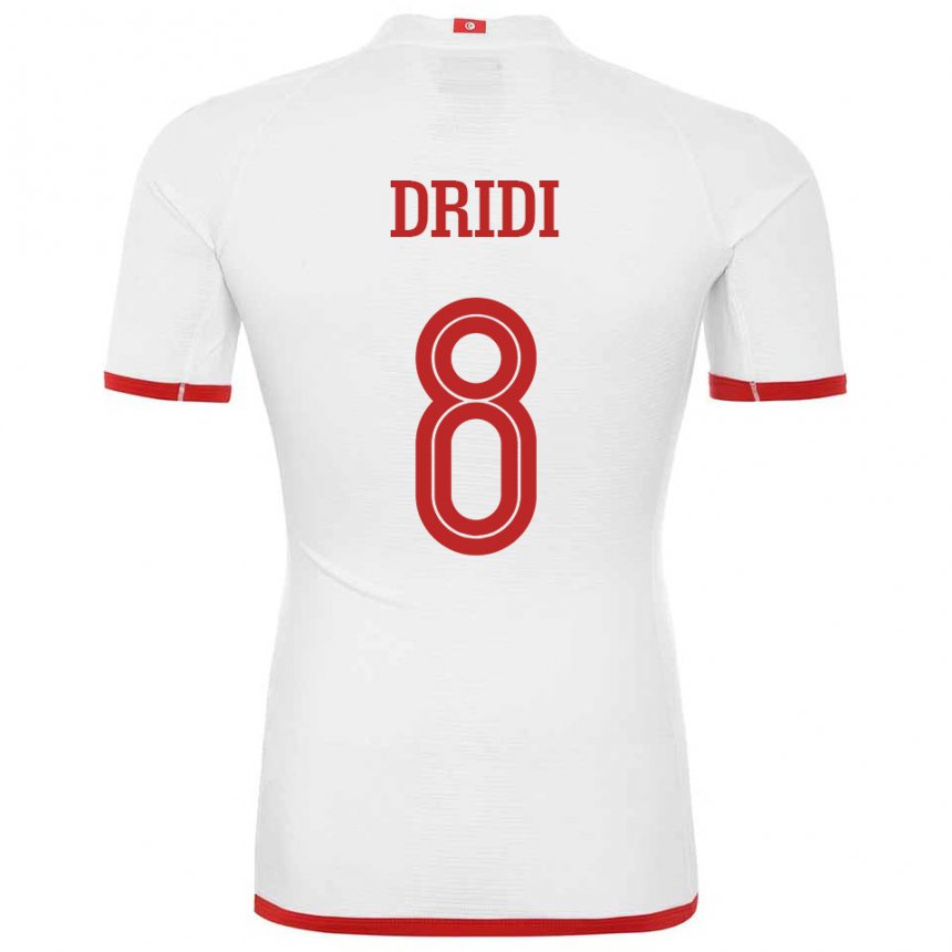 Niño Camiseta Túnez Yassine Dridi #8 Blanco 2ª Equipación 22-24 La Camisa