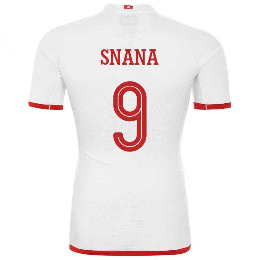 Niño Camiseta Túnez Youssef Snana #9 Blanco 2ª Equipación 22-24 La Camisa