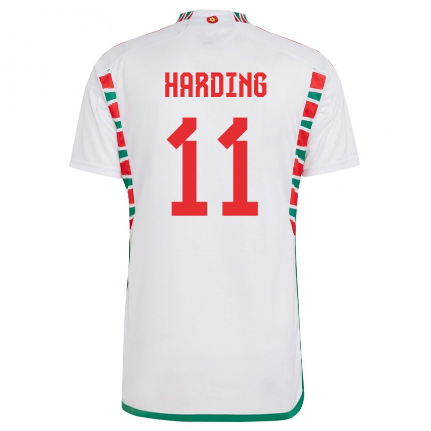 Niño Camiseta Gales Natasha Harding #11 Blanco 2ª Equipación 22-24 La Camisa