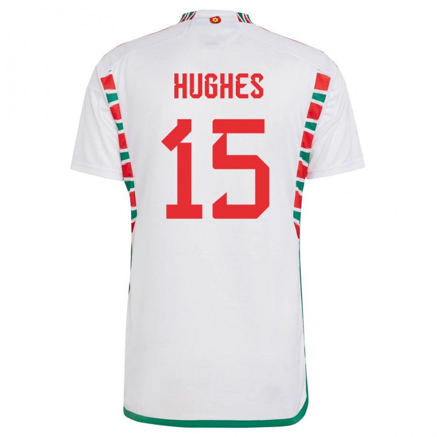 Niño Camiseta Gales Elise Hughes #15 Blanco 2ª Equipación 22-24 La Camisa