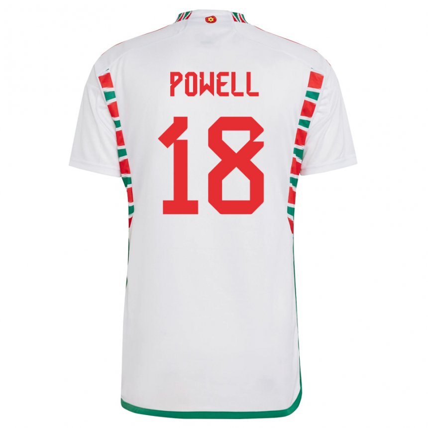 Niño Camiseta Gales Ella Powell #18 Blanco 2ª Equipación 22-24 La Camisa