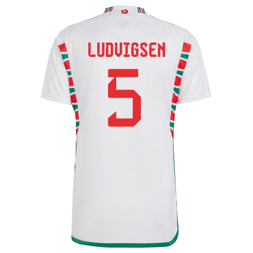 Niño Camiseta Gales Kai Ludvigsen #5 Blanco 2ª Equipación 22-24 La Camisa