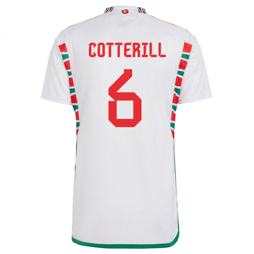 Niño Camiseta Gales Joel Cotterill #6 Blanco 2ª Equipación 22-24 La Camisa