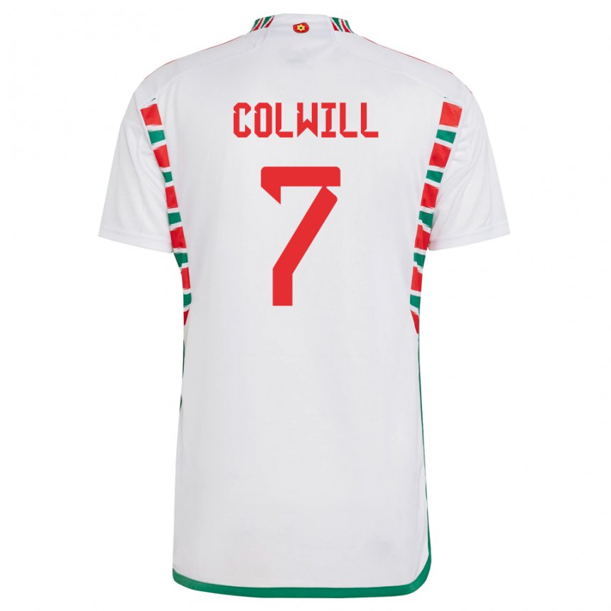 Niño Camiseta Gales Joel Colwill #7 Blanco 2ª Equipación 22-24 La Camisa