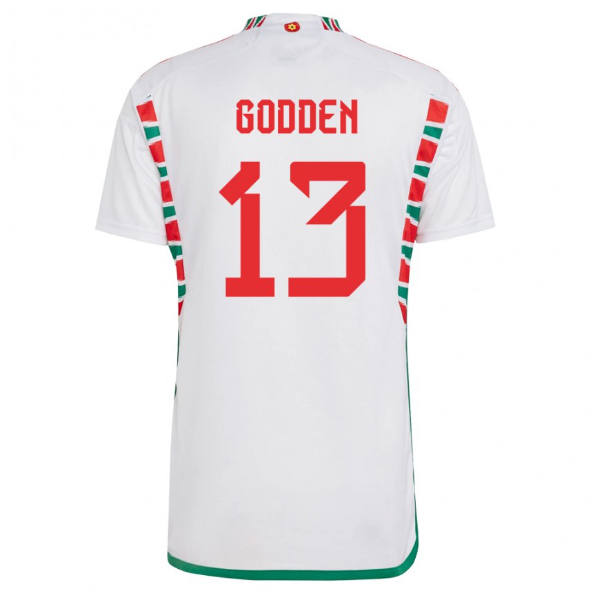 Niño Camiseta Gales Scott Godden #13 Blanco 2ª Equipación 22-24 La Camisa