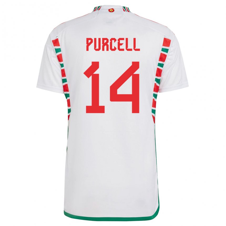 Niño Camiseta Gales Benjamin Purcell #14 Blanco 2ª Equipación 22-24 La Camisa