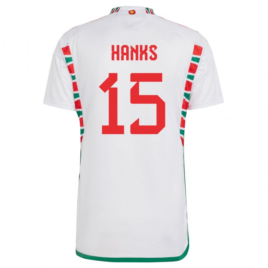 Niño Camiseta Gales Justin Hanks #15 Blanco 2ª Equipación 22-24 La Camisa