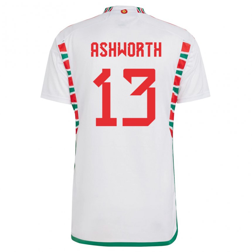 Niño Camiseta Gales Fin Ashworth #13 Blanco 2ª Equipación 22-24 La Camisa