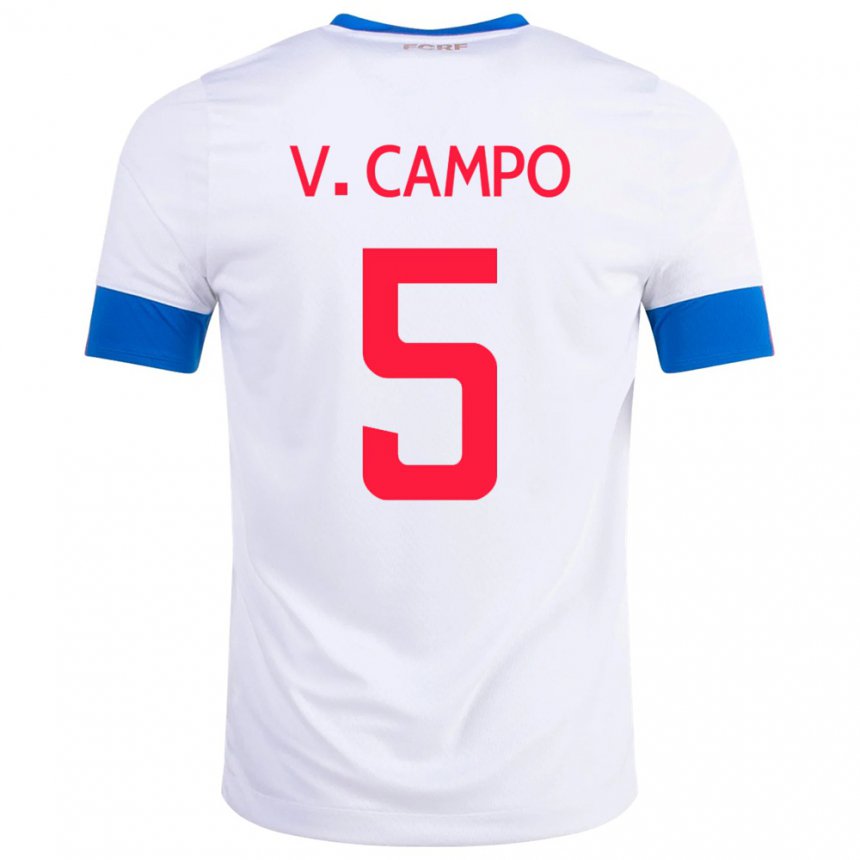 Niño Camiseta Costa Rica Valeria Del Campo #5 Blanco 2ª Equipación 22-24 La Camisa