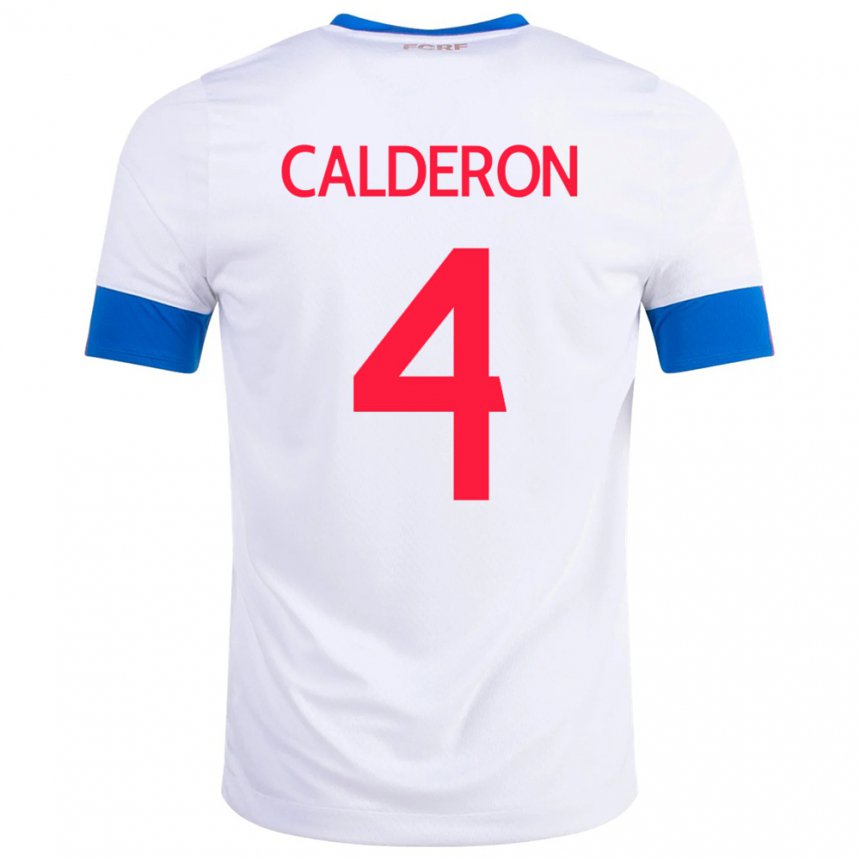 Niño Camiseta Costa Rica Brandon Calderon #4 Blanco 2ª Equipación 22-24 La Camisa