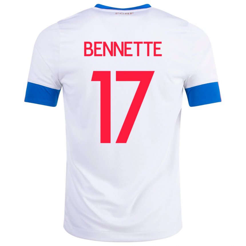 Niño Camiseta Costa Rica Jewison Bennette #17 Blanco 2ª Equipación 22-24 La Camisa