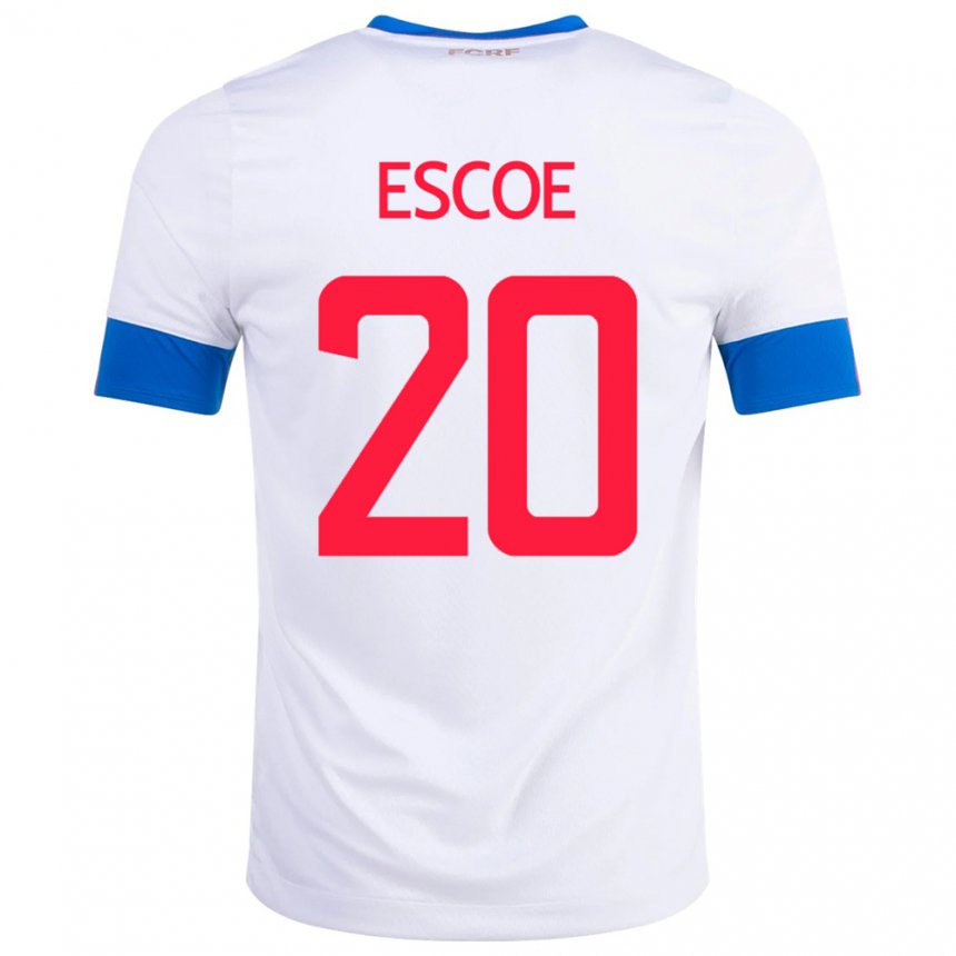 Niño Camiseta Costa Rica Enyel Escoe #20 Blanco 2ª Equipación 22-24 La Camisa