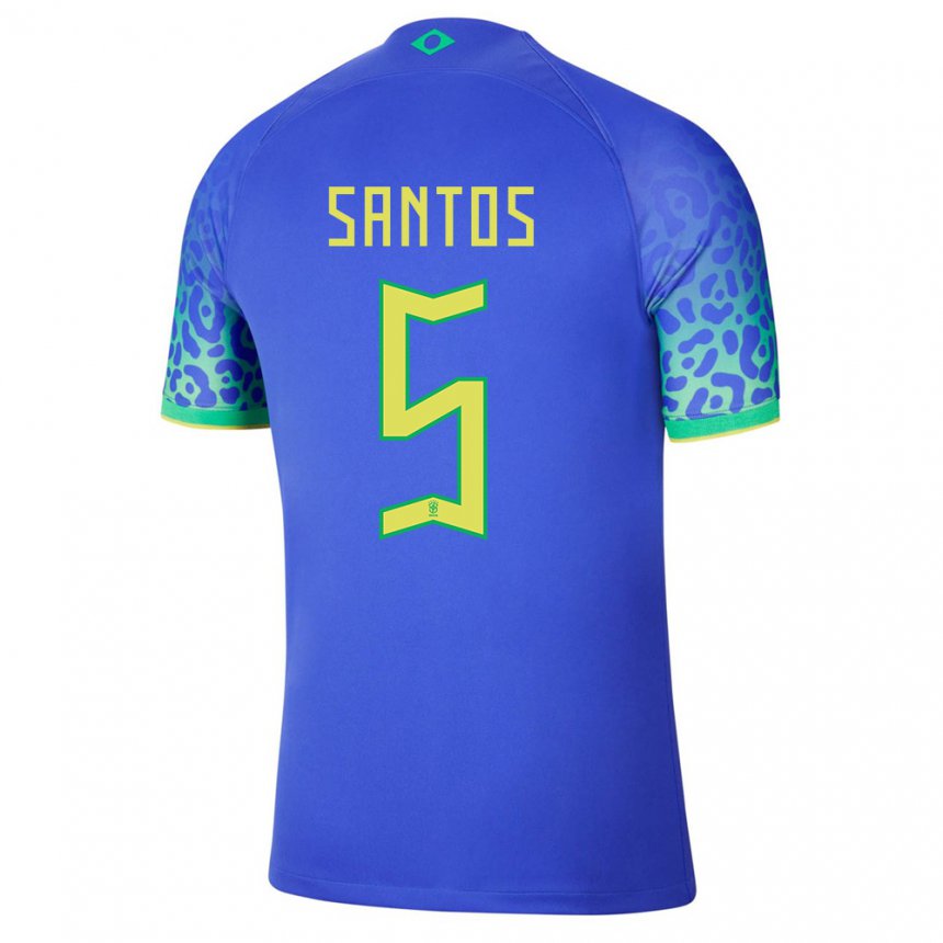 Niño Camiseta Brasil Andrey Santos #5 Azul 2ª Equipación 22-24 La Camisa