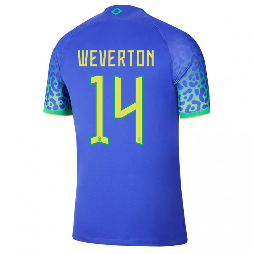 Niño Camiseta Brasil Weverton #14 Azul 2ª Equipación 22-24 La Camisa